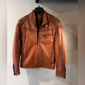 VINTAGE CORNER: Brown faux leather jacket